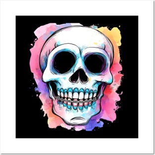 Smiling Skull with Braces | T Shirt Design Posters and Art